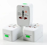 Universal All-in-One Travel Adapter with Dual USB Ports with Built-in Surge Protection, Compatible with Smartphones, Tablets, Laptops & Cameras